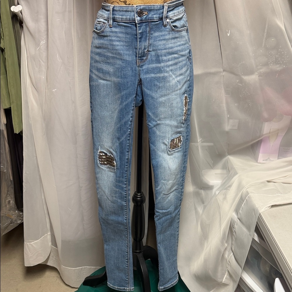 White House Black Market Light Blue Distressed Jeans